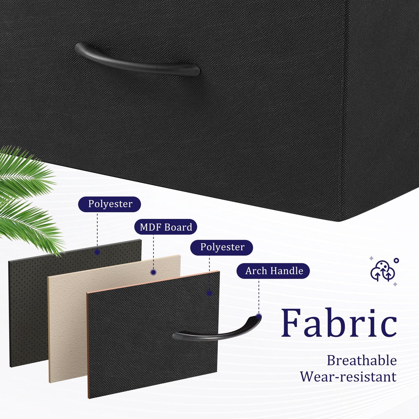 6 Drawer Fabric Dresser with Wood Top for Living Room, Bedroom, Hallway, Black