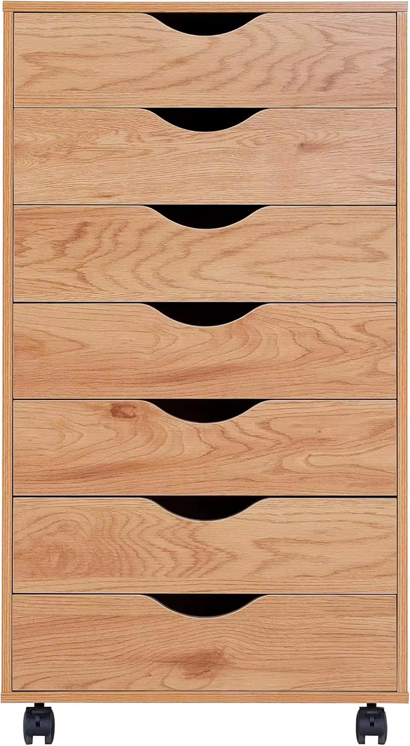 7 Drawer Dresser for Bedroom, Stylish Tall Dressers with Wheels, Storage Shelves, Small Dresser.