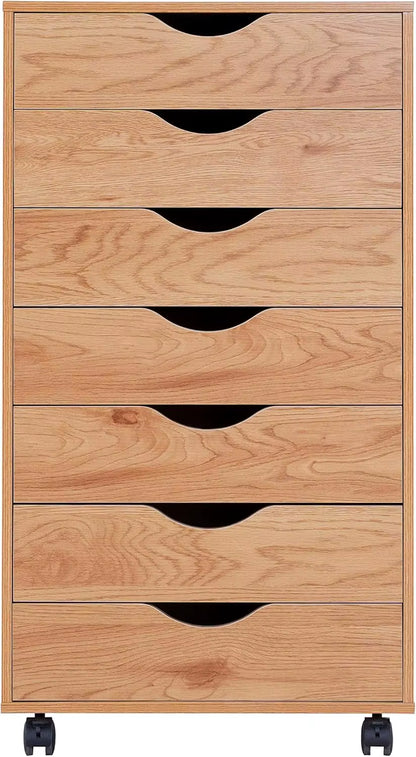 7 Drawer Dresser for Bedroom, Stylish Tall Dressers with Wheels, Storage Shelves, Small Dresser.