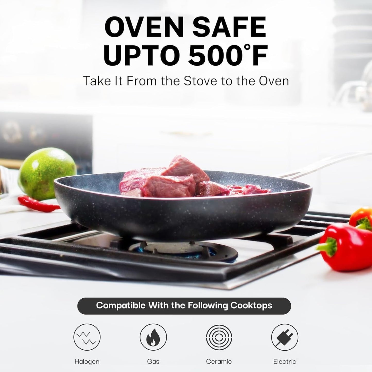 20 Pc Complete Pots and Pans Set Non Stick, Pot and Pan Set Cookware Set with Deep Frying Pan and Bakeware, Non Stick Pots and Pan Set with Utensils, Oven/Dishwasher Safe, Black