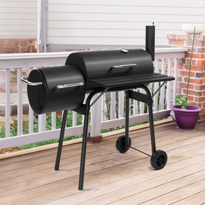  Black Double Cylinder, Wheeled, Smoked, Charcoal Grill 111X54X93Cm