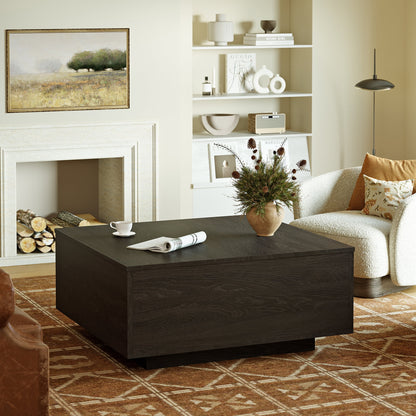 Lift Top Coffee Table with Storage, Square Coffee Table and Modern Farmhouse Center Table for Living Room, Espresso Black