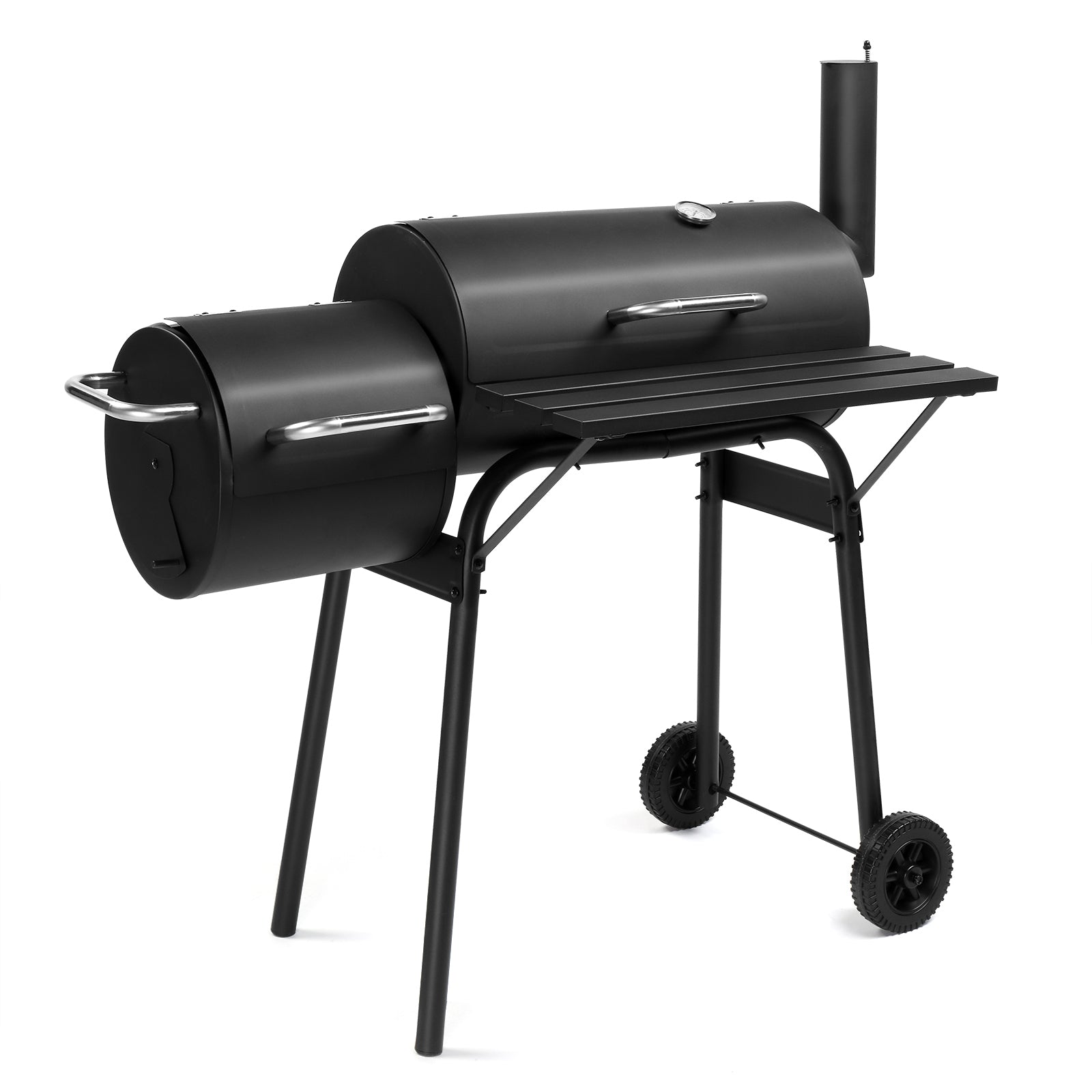  Black Double Cylinder, Wheeled, Smoked, Charcoal Grill 111X54X93Cm