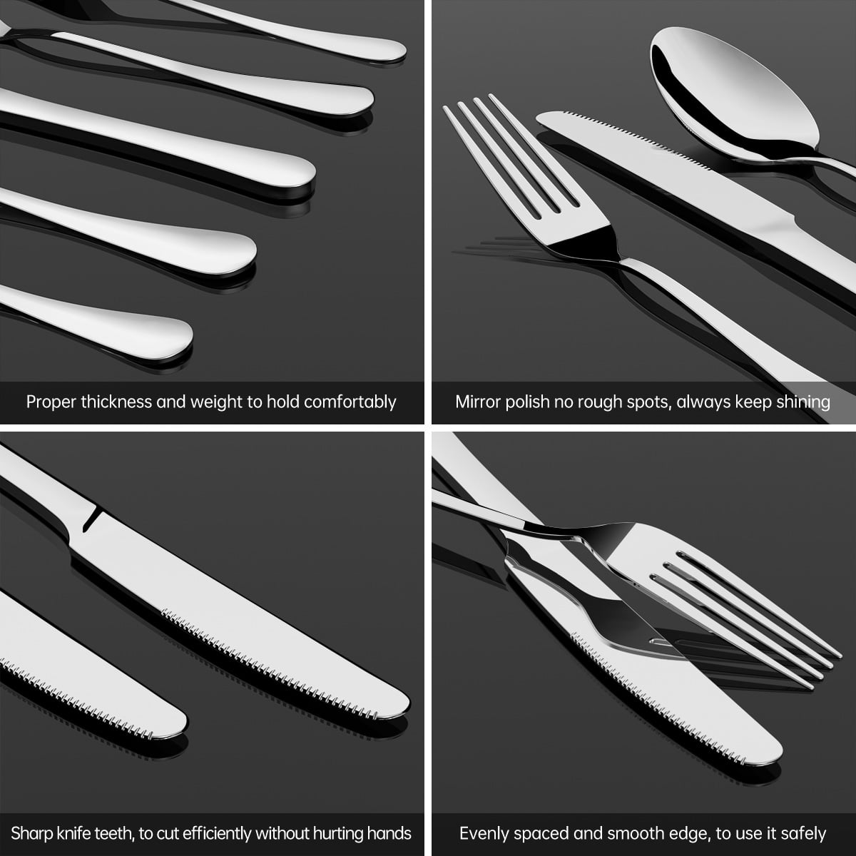 30 Pieces Silverware Set with Serving Set, Stainless Steel Modern Flatware, Service for 6