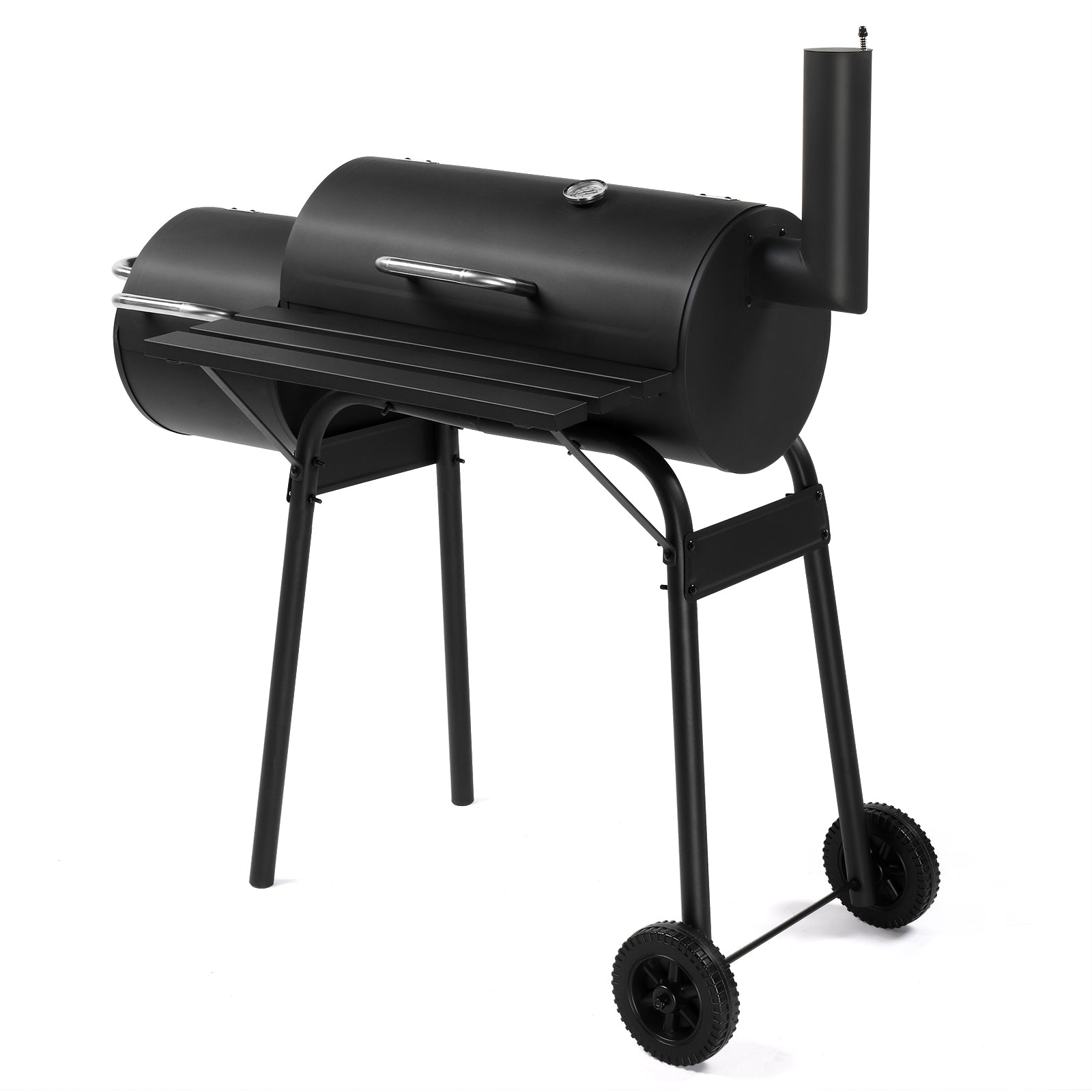  Black Double Cylinder, Wheeled, Smoked, Charcoal Grill 111X54X93Cm