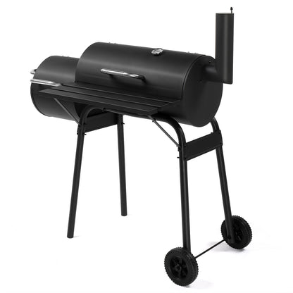  Black Double Cylinder, Wheeled, Smoked, Charcoal Grill 111X54X93Cm