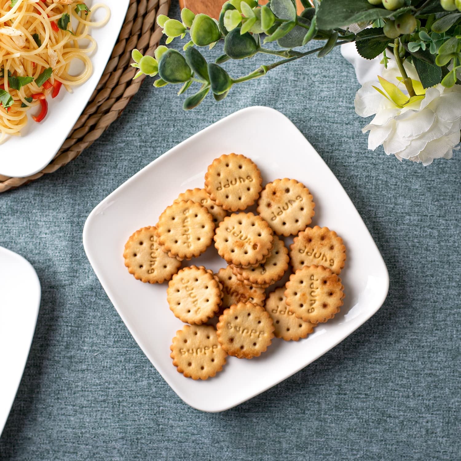 Ceramic Appetizer Plates - Square Serving Plates, 6.5 Inch, Set of 6, Dishwasher Safe