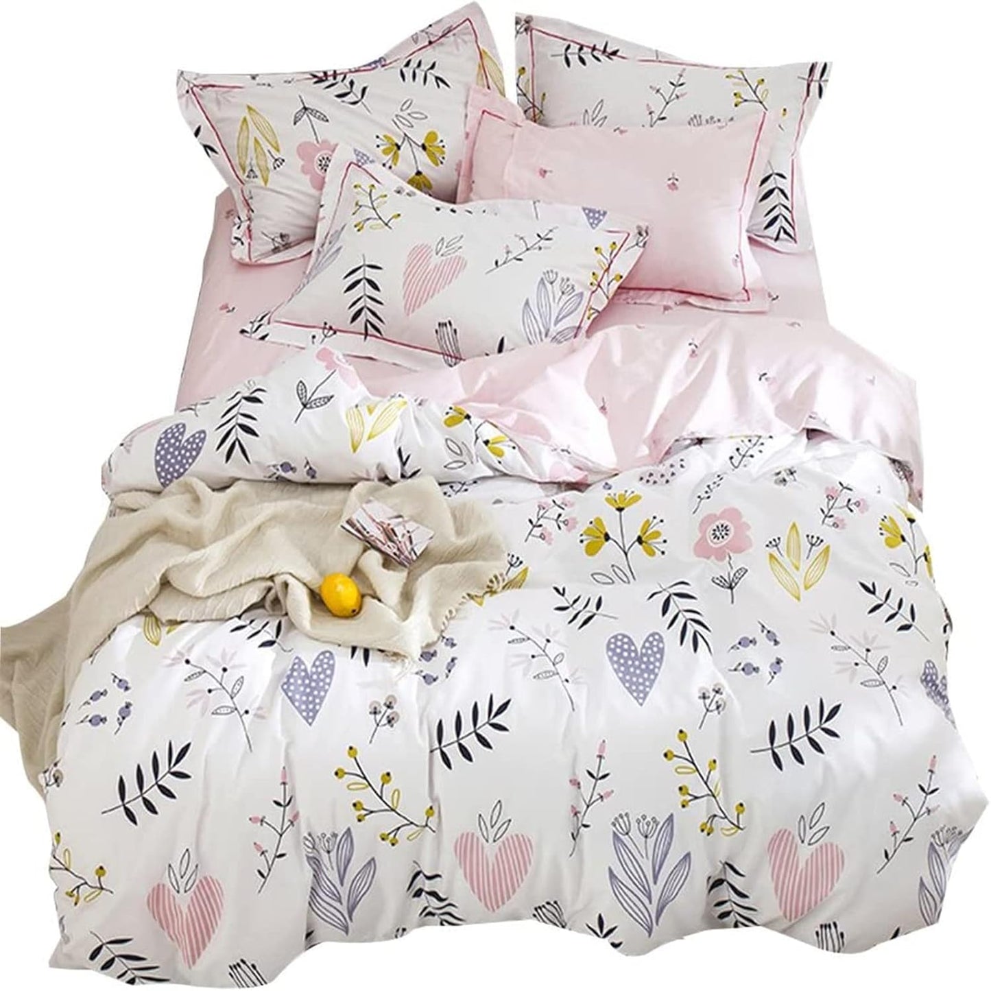 Twin Duvet Cover Soft Set Colourful Comforter Cover Reversible Bedding for Women Kids Girls Teen