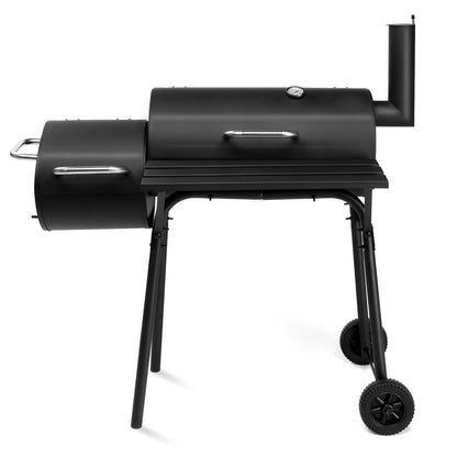  Black Double Cylinder, Wheeled, Smoked, Charcoal Grill 111X54X93Cm