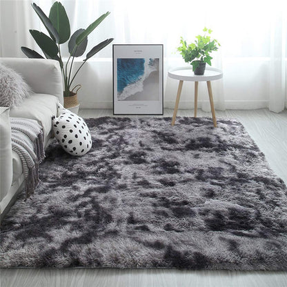 Soft Fluffy Bedroom Home Decor Floor Carpet, Dark Grey