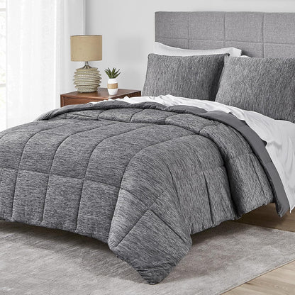 Grey King Comforter Set, 3 Pieces Reversible Cooling & Breathable, Alternative Bedding Comforter Set (106"X90")