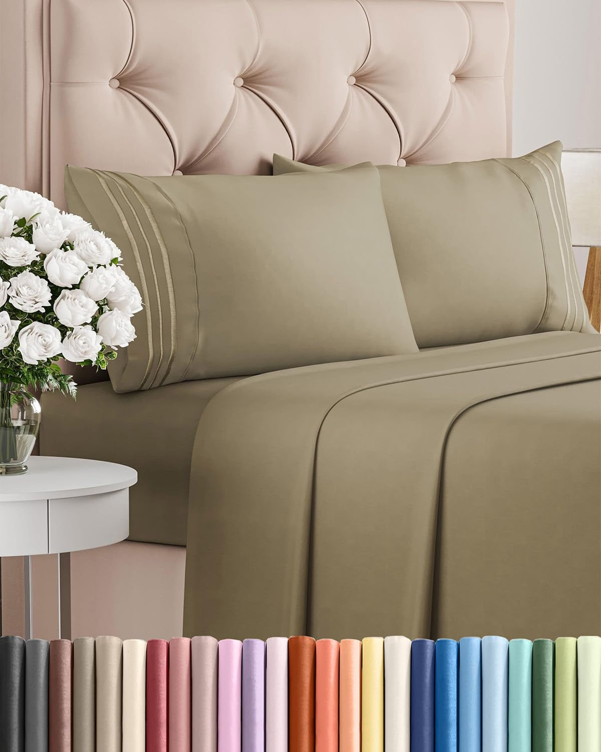 Queen Size 4 Piece Sheet Set - Comfy Breathable & Cooling Bed Sheets Set - Hotel Luxury Bedding.