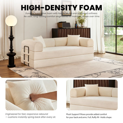 79'' Convertible Sofa Bed, High-Density Sponge Foldable Floor Couch, 5 in 1 Modular Sleeper for Living Room and Bedroom
