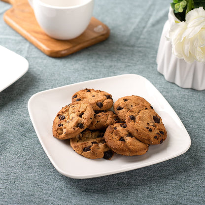 Ceramic Appetizer Plates - Square Serving Plates, 6.5 Inch, Set of 6, Dishwasher Safe