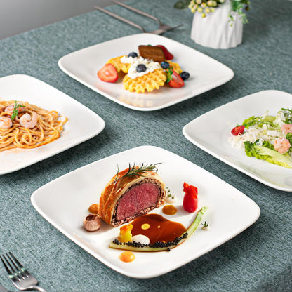 Ceramic Appetizer Plates - Square Serving Plates, 6.5 Inch, Set of 6, Dishwasher Safe