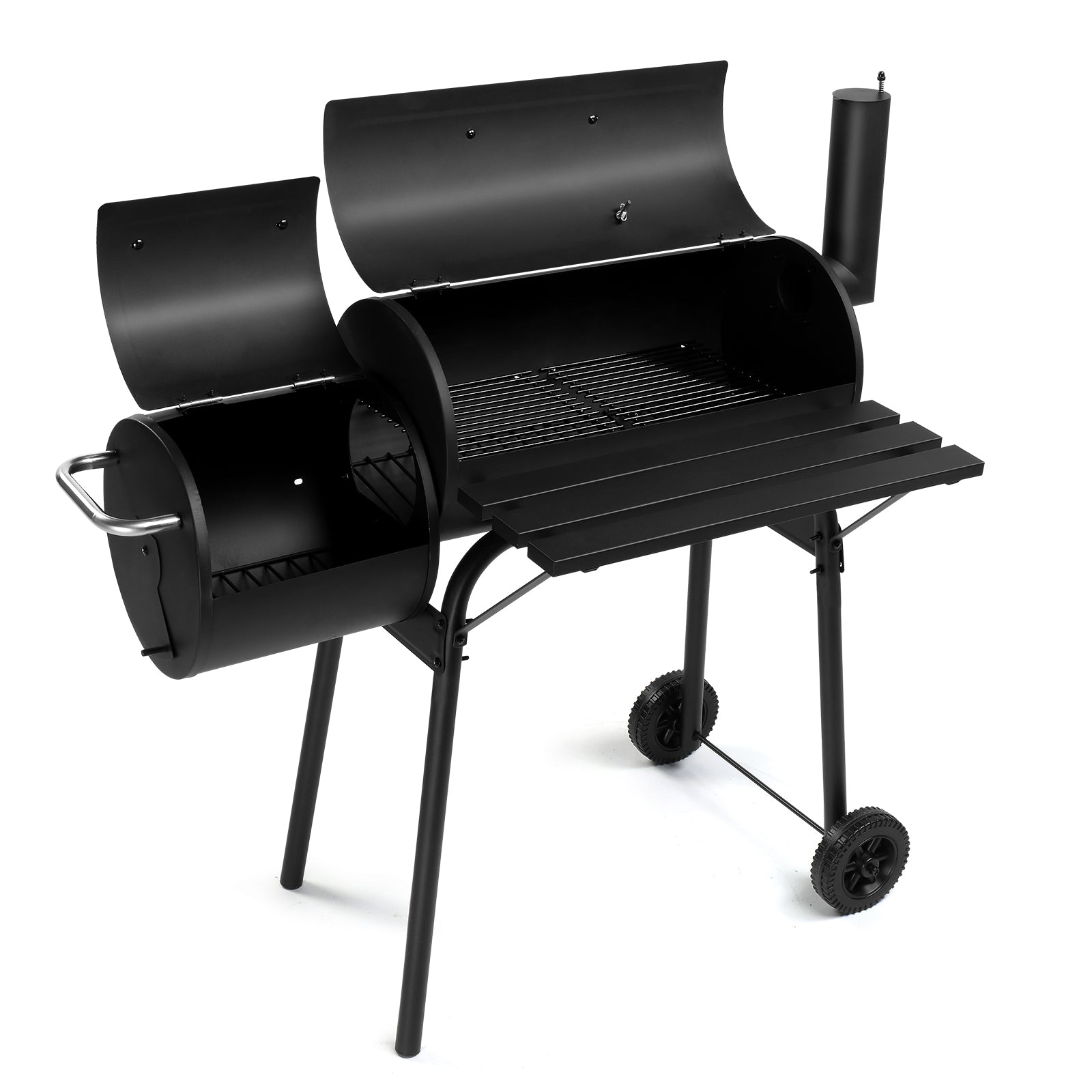  Black Double Cylinder, Wheeled, Smoked, Charcoal Grill 111X54X93Cm