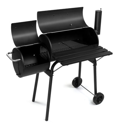  Black Double Cylinder, Wheeled, Smoked, Charcoal Grill 111X54X93Cm