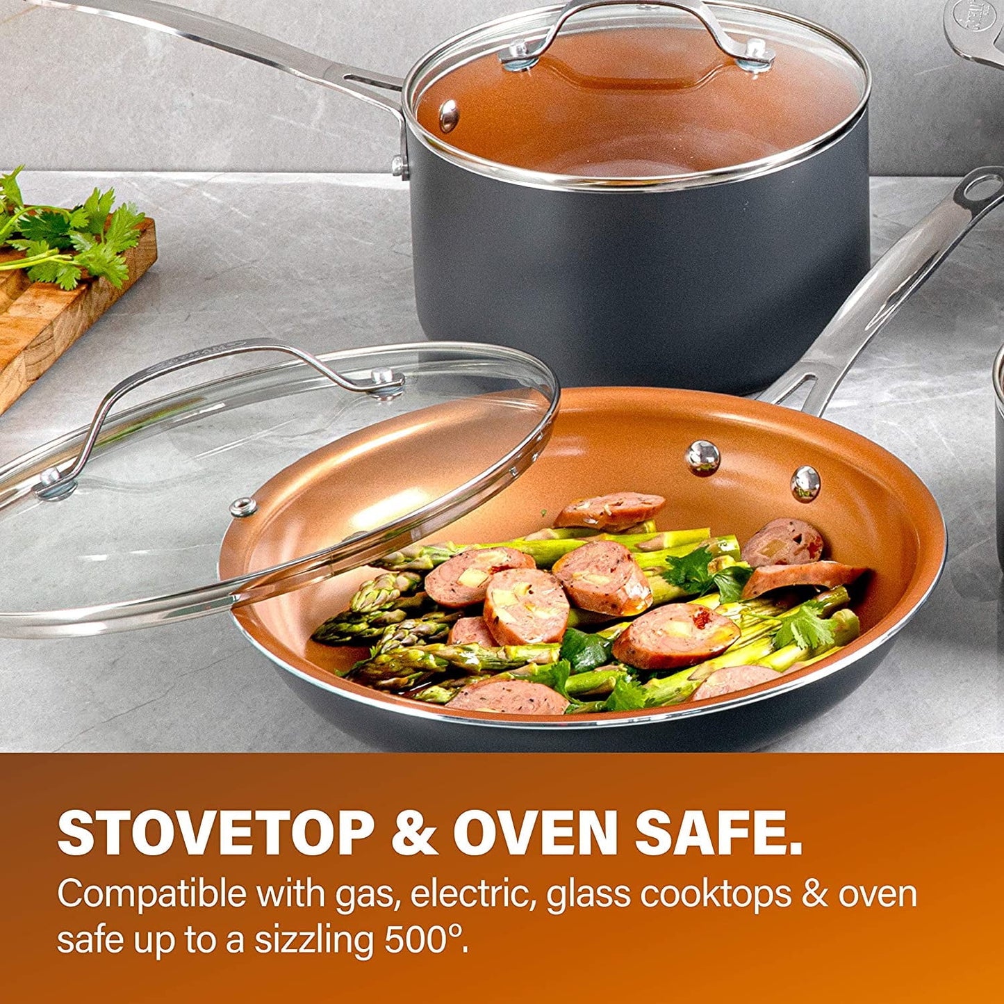 12 Piece Non-Stick Cookware Set, Dishwasher Safe, Pots and Pans Set