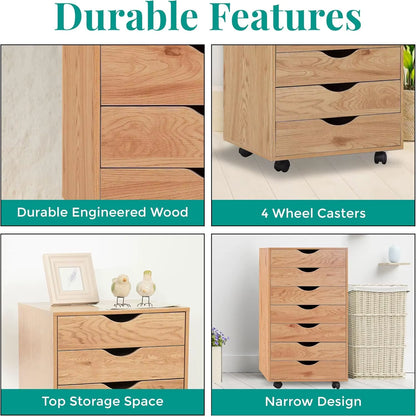 7 Drawer Dresser for Bedroom, Stylish Tall Dressers with Wheels, Storage Shelves, Small Dresser.