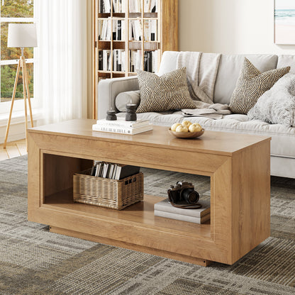 Lift Top Coffee Table with Storage, Wooden Convertible Coffee Table for Living Room, Center Table, Natural Wood