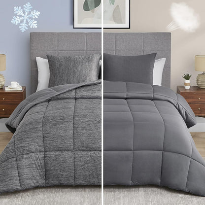Grey King Comforter Set, 3 Pieces Reversible Cooling & Breathable, Alternative Bedding Comforter Set (106"X90")