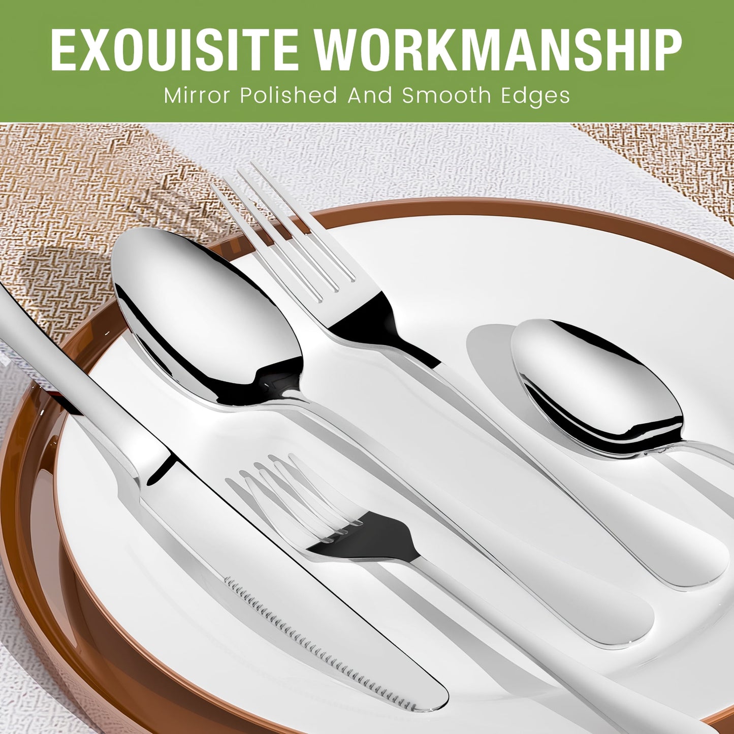 37-Piece Silverware Set with Organizer, Heavy Duty Stainless Steel Flatware Set Service for 6, Cutlery Set with Steak Knives, Mirror Polished, Dishwasher Safe, Silver