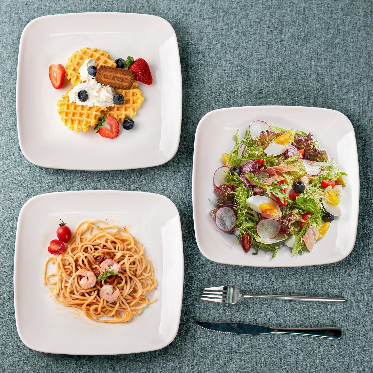 Ceramic Appetizer Plates - Square Serving Plates, 6.5 Inch, Set of 6, Dishwasher Safe