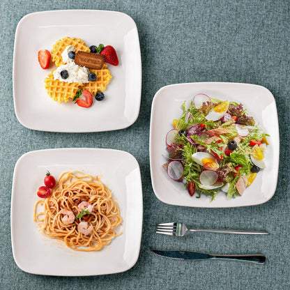 Ceramic Appetizer Plates - Square Serving Plates, 6.5 Inch, Set of 6, Dishwasher Safe