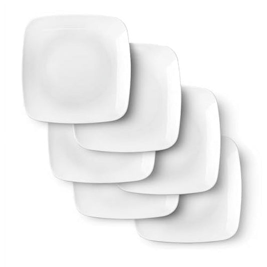 Ceramic Appetizer Plates - Square Serving Plates, 6.5 Inch, Set of 6, Dishwasher Safe