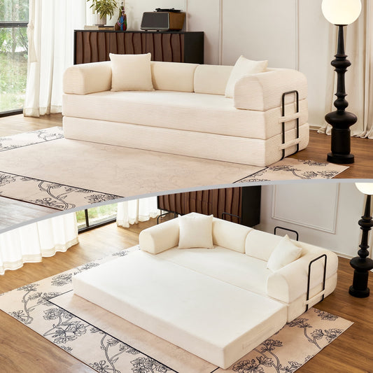 79'' Convertible Sofa Bed, High-Density Sponge Foldable Floor Couch, 5 in 1 Modular Sleeper for Living Room and Bedroom