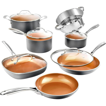 12 Piece Non-Stick Cookware Set, Dishwasher Safe, Pots and Pans Set