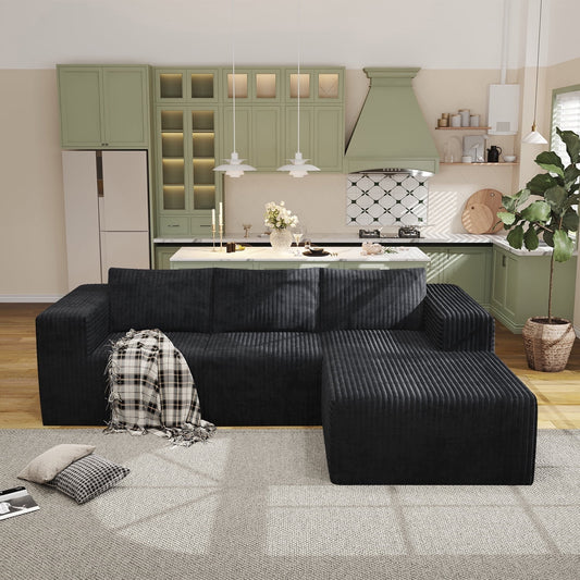 Modular Cloud Sofa - No Assembly Required, 94" Oversized L-Shaped Sectional with Chaise, Flannel Fabric Deep Seating Couch for Living Room