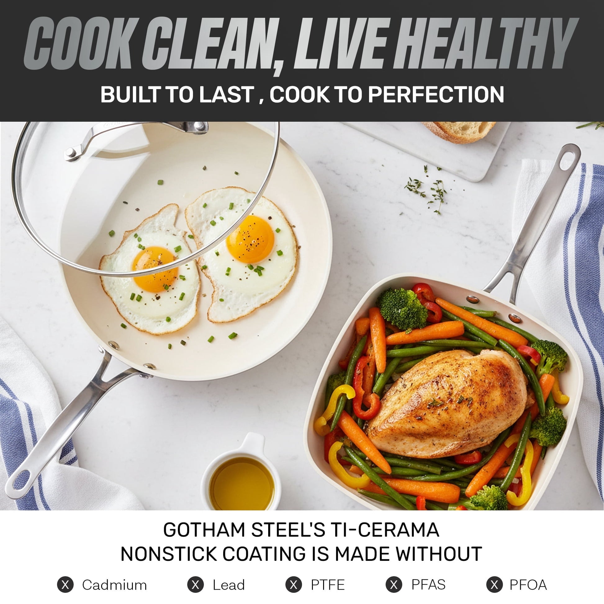 TRUE VALUE 20 Pc Ceramic Pots and Pans Set Non Stick, Ceramic Cookware Set with Bakeware, Pot and Pan Set with Utensils, Non Stick Pots and Pan Set, Oven & Dishwasher Safe, Cream