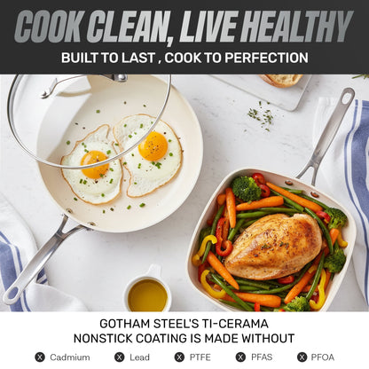TRUE VALUE 20 Pc Ceramic Pots and Pans Set Non Stick, Ceramic Cookware Set with Bakeware, Pot and Pan Set with Utensils, Non Stick Pots and Pan Set, Oven & Dishwasher Safe, Cream