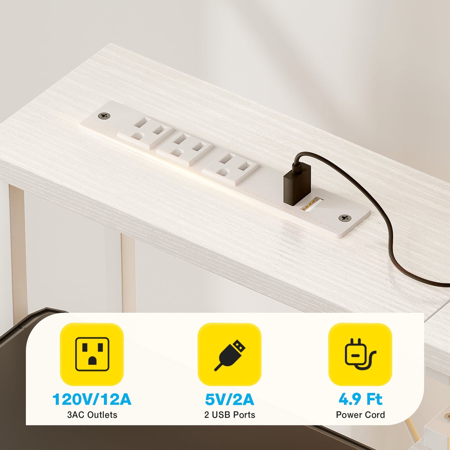 55 Inch Computer Desk with USB Ports and Power Outlets, Printer Shelf, 4 Drawers & Storage Shelf, Home Office Desks, White