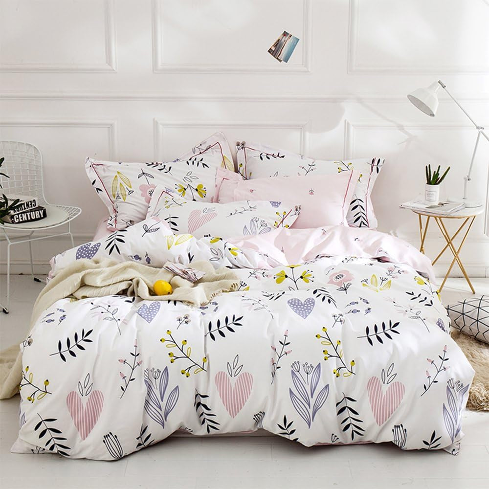 Twin Duvet Cover Soft Set Colourful Comforter Cover Reversible Bedding for Women Kids Girls Teen