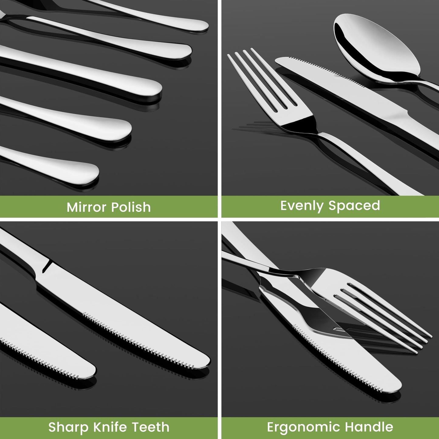 37-Piece Silverware Set with Organizer, Heavy Duty Stainless Steel Flatware Set Service for 6, Cutlery Set with Steak Knives, Mirror Polished, Dishwasher Safe, Silver