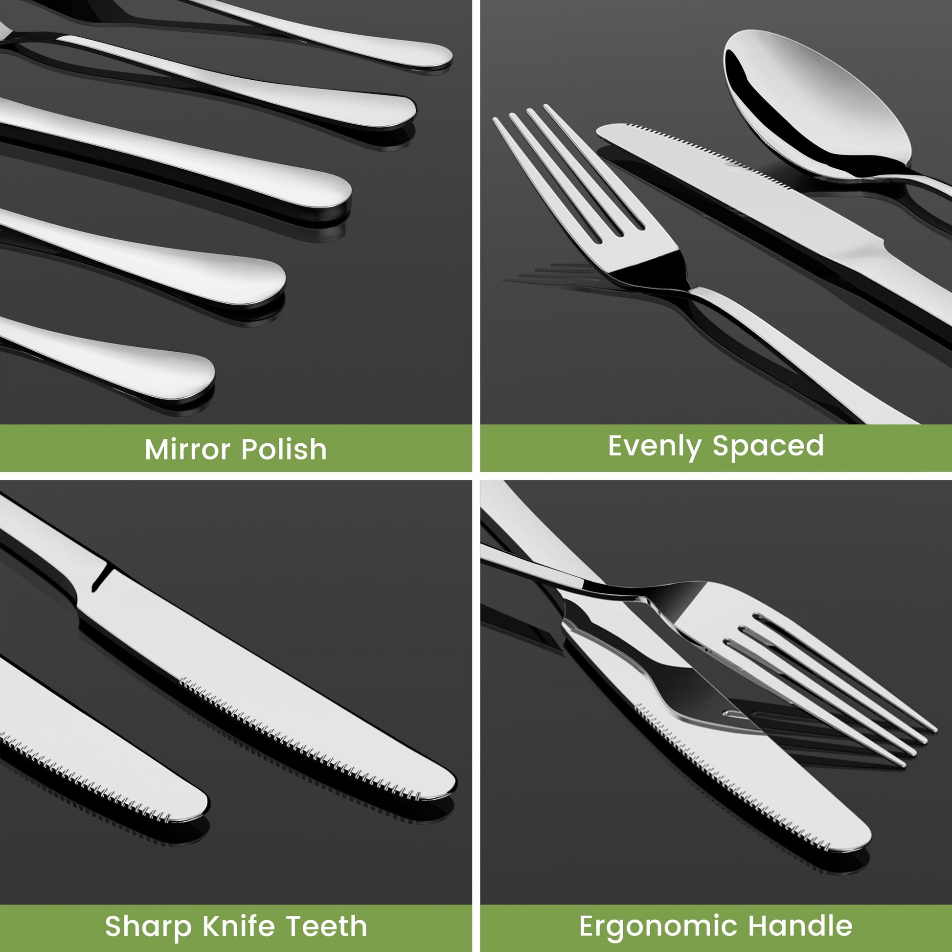 37-Piece Silverware Set with Organizer, Heavy Duty Stainless Steel Flatware Set Service for 6, Cutlery Set with Steak Knives, Mirror Polished, Dishwasher Safe, Silver