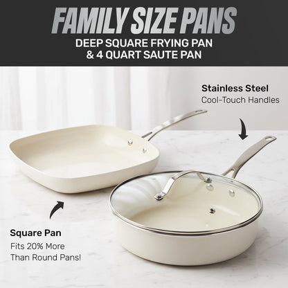 TRUE VALUE 20 Pc Ceramic Pots and Pans Set Non Stick, Ceramic Cookware Set with Bakeware, Pot and Pan Set with Utensils, Non Stick Pots and Pan Set, Oven & Dishwasher Safe, Cream