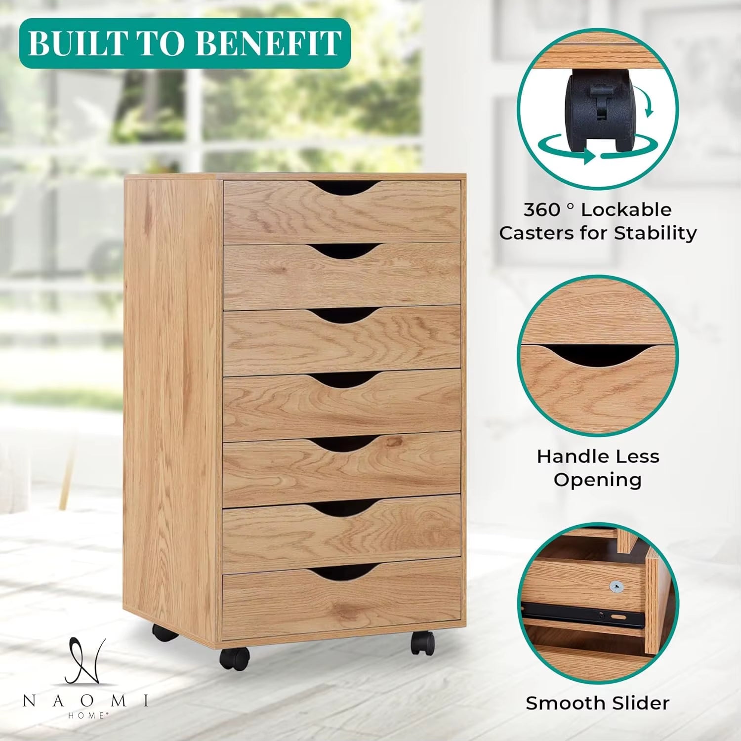 7 Drawer Dresser for Bedroom, Stylish Tall Dressers with Wheels, Storage Shelves, Small Dresser.