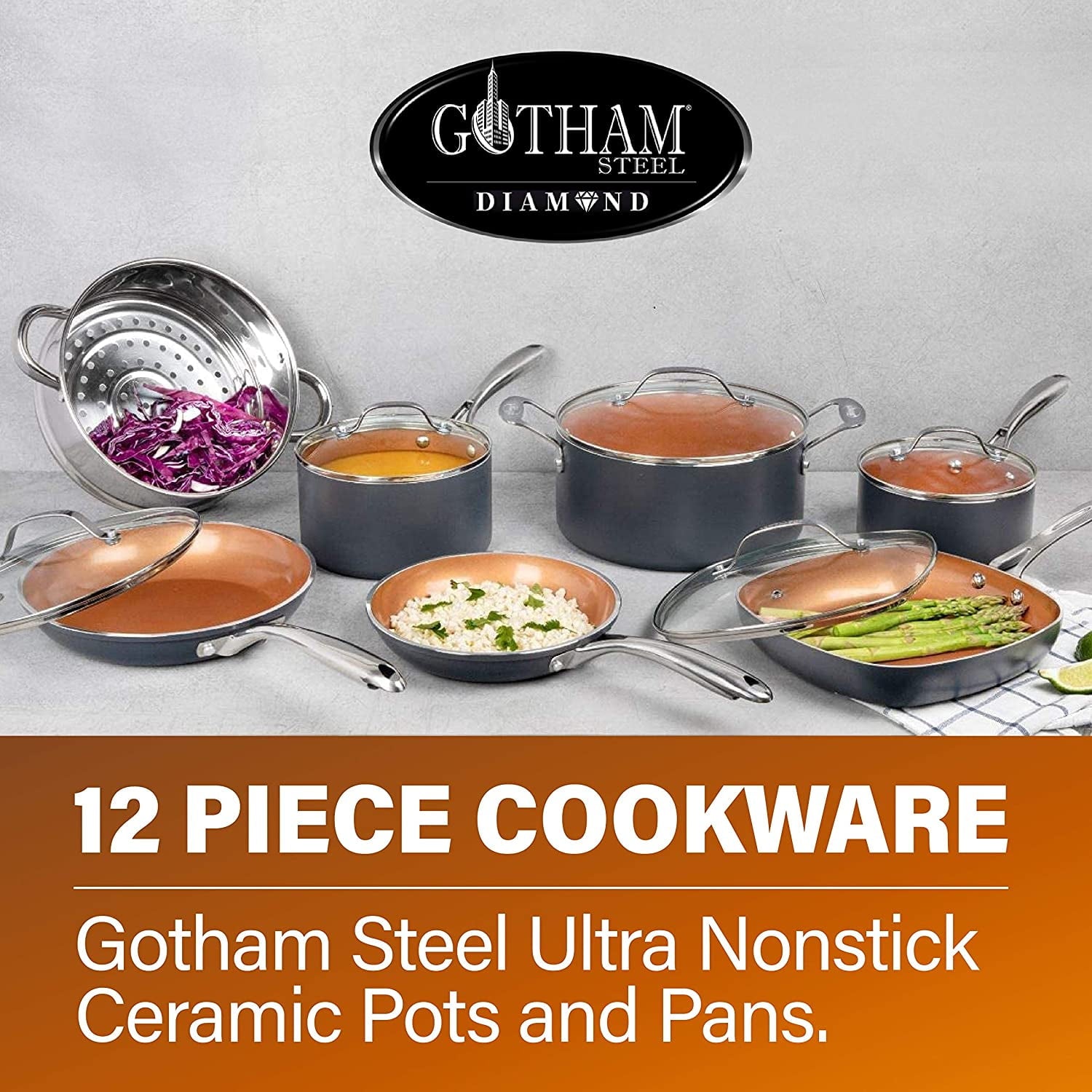 12 Piece Non-Stick Cookware Set, Dishwasher Safe, Pots and Pans Set