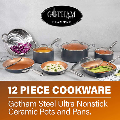 12 Piece Non-Stick Cookware Set, Dishwasher Safe, Pots and Pans Set