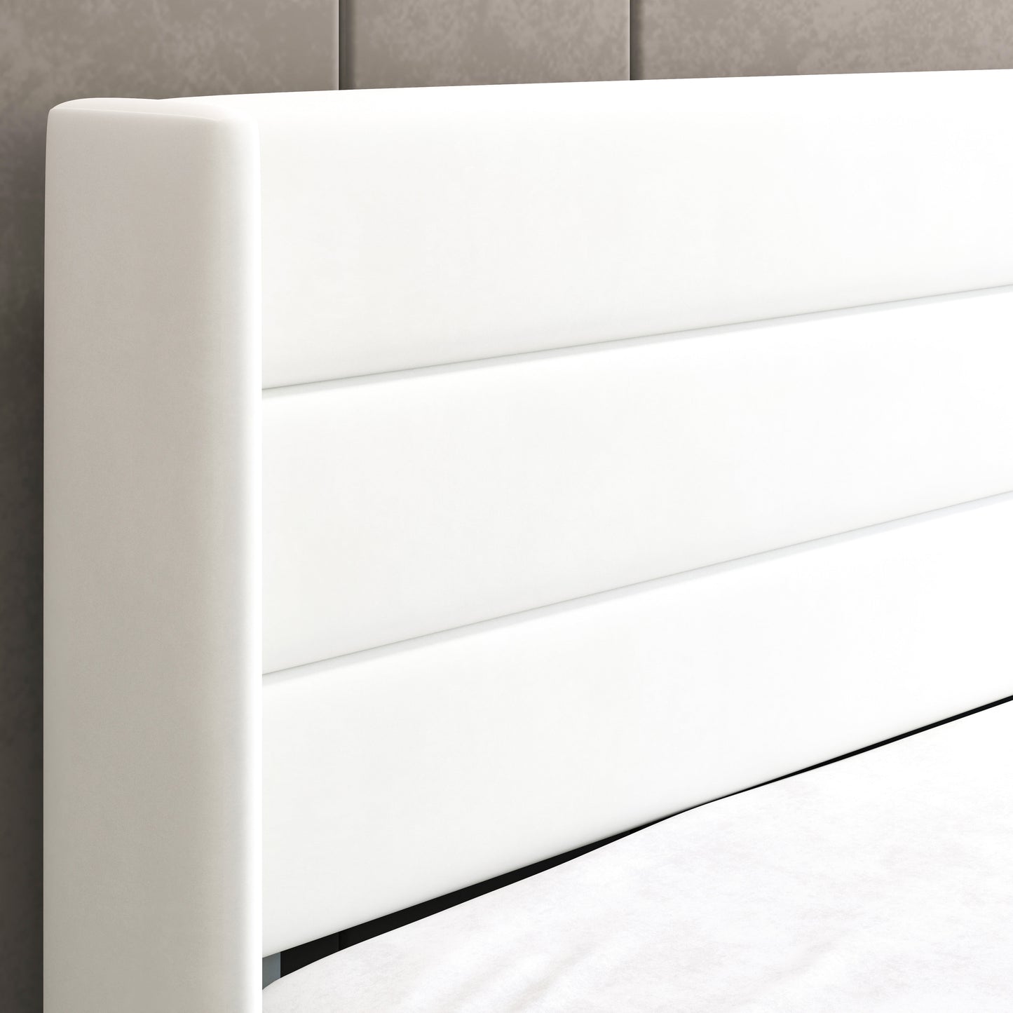 Queen Size Velvet Lift up Hydraulic Storage Bed Frame, Platform Bed with Upholstered Wingback Headboard, No Box Spring Needed, White