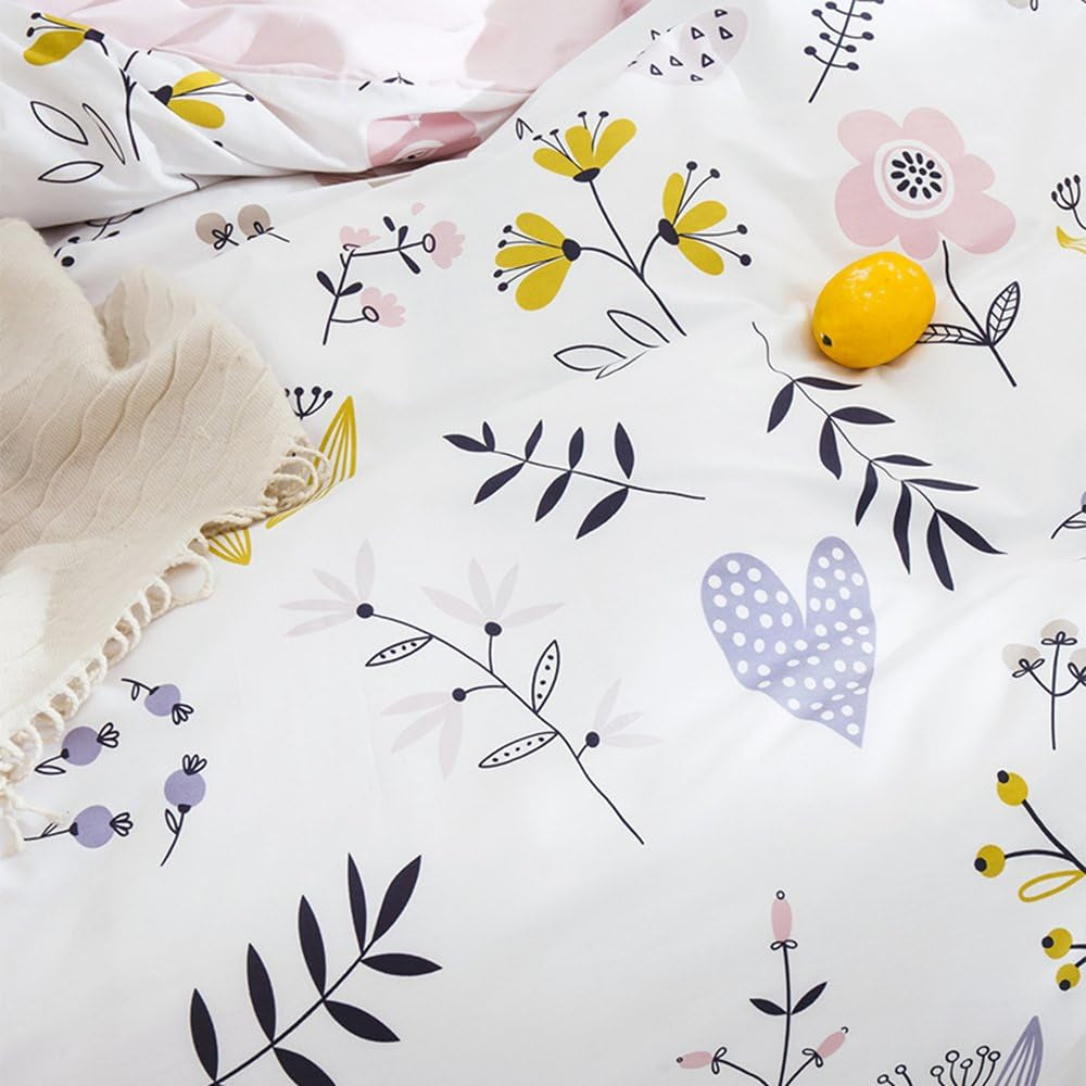 Twin Duvet Cover Soft Set Colourful Comforter Cover Reversible Bedding for Women Kids Girls Teen
