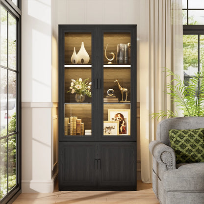 Bookshelf Perfect for Trophy & Storage Solution for Living Room, Bedroom, or Kitchen in Black