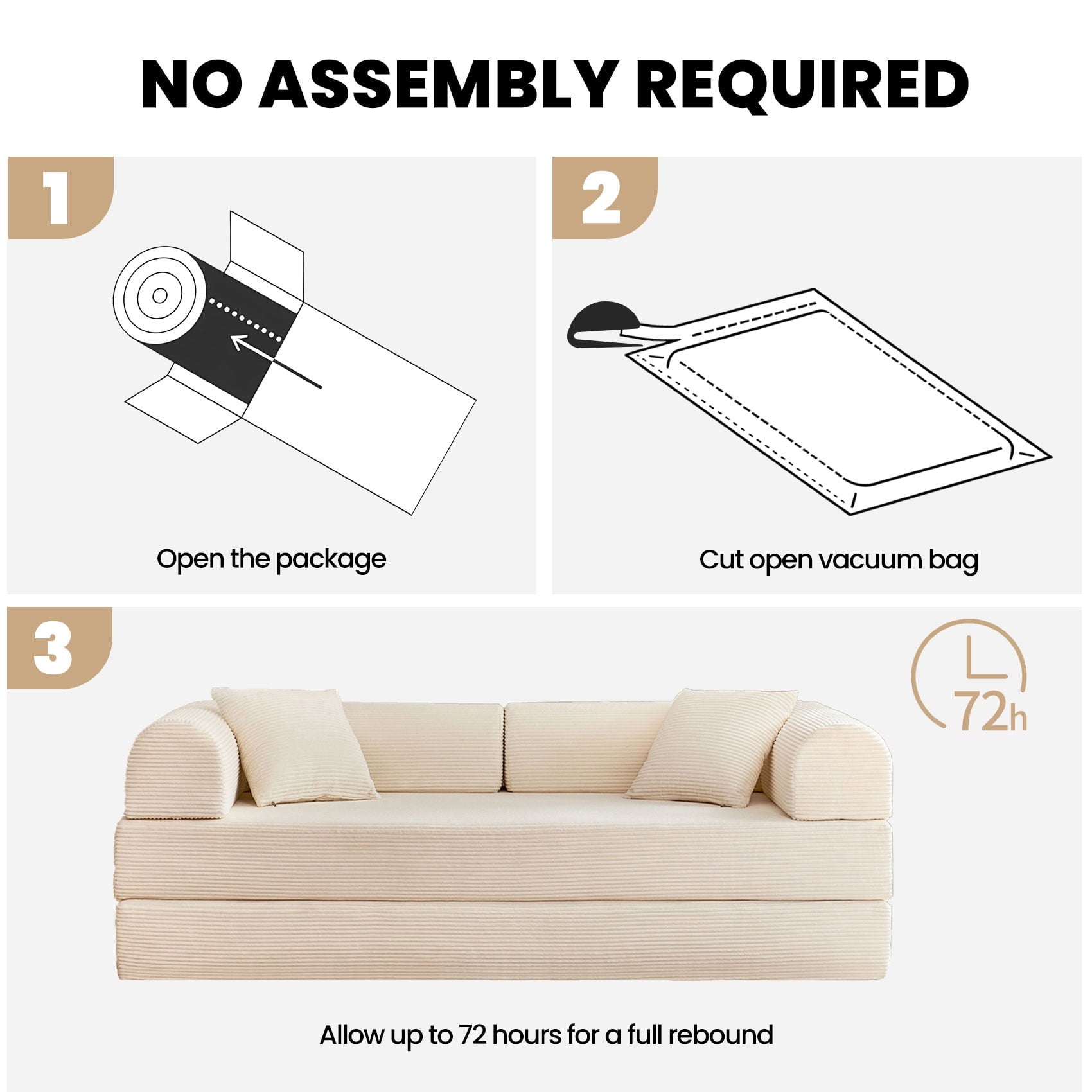 79'' Convertible Sofa Bed, High-Density Sponge Foldable Floor Couch, 5 in 1 Modular Sleeper for Living Room and Bedroom