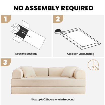79'' Convertible Sofa Bed, High-Density Sponge Foldable Floor Couch, 5 in 1 Modular Sleeper for Living Room and Bedroom