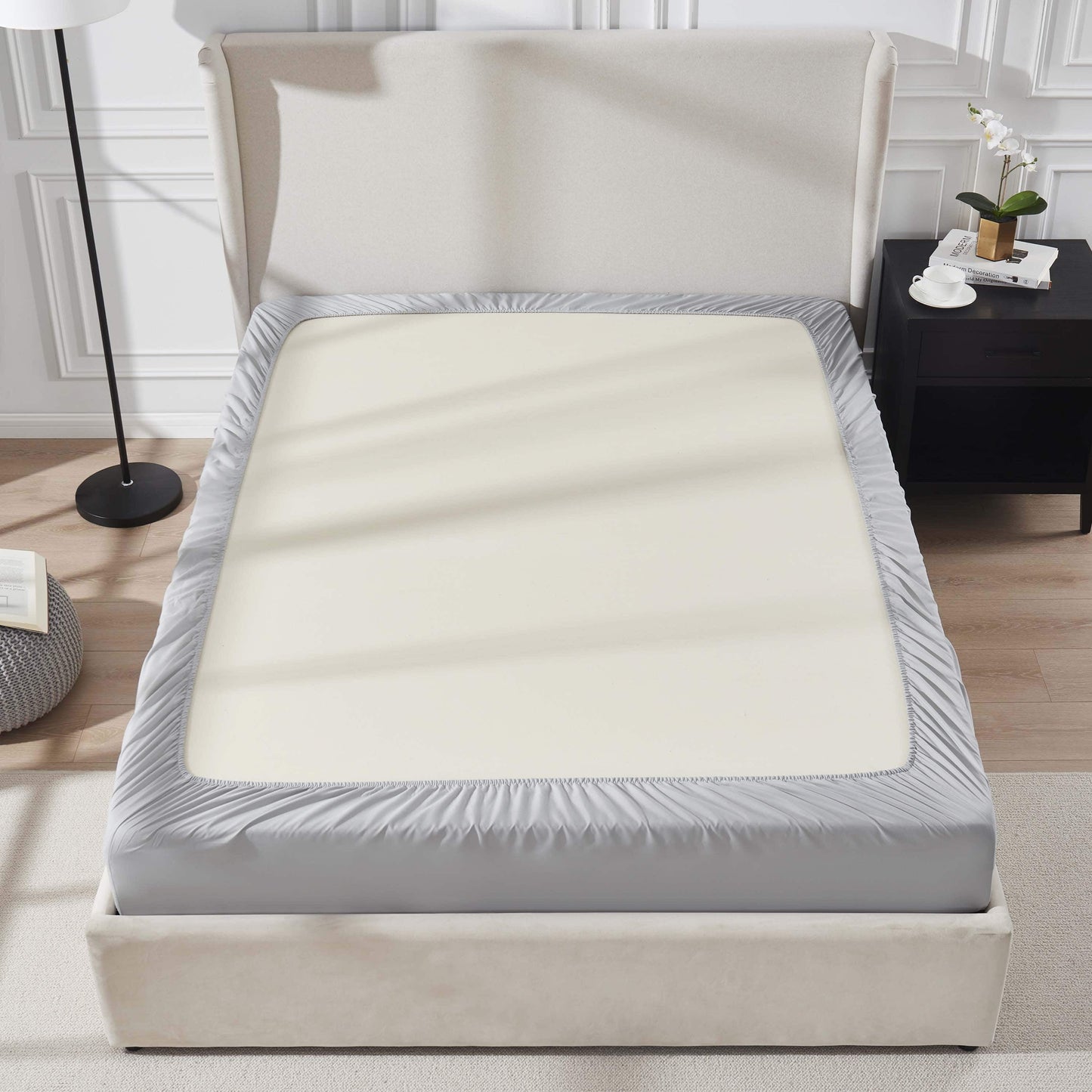 Queen Comforter Set, Bed in a Bag, 7 Pc Reversible Bedding Comforter Set with Sheets, Bedding Set, Gray