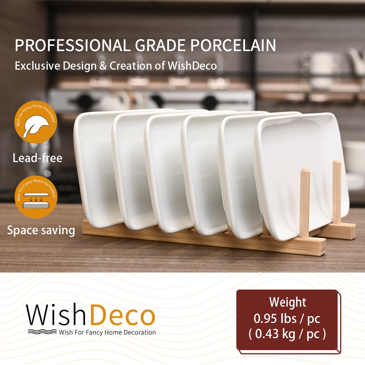 Small Rectangle Plates Set of 6, White Serving Platters 9 Inch, Ceramic Sushi Plates, Serving Plate for Appetizer, Dessert, Party, Microwave Safe