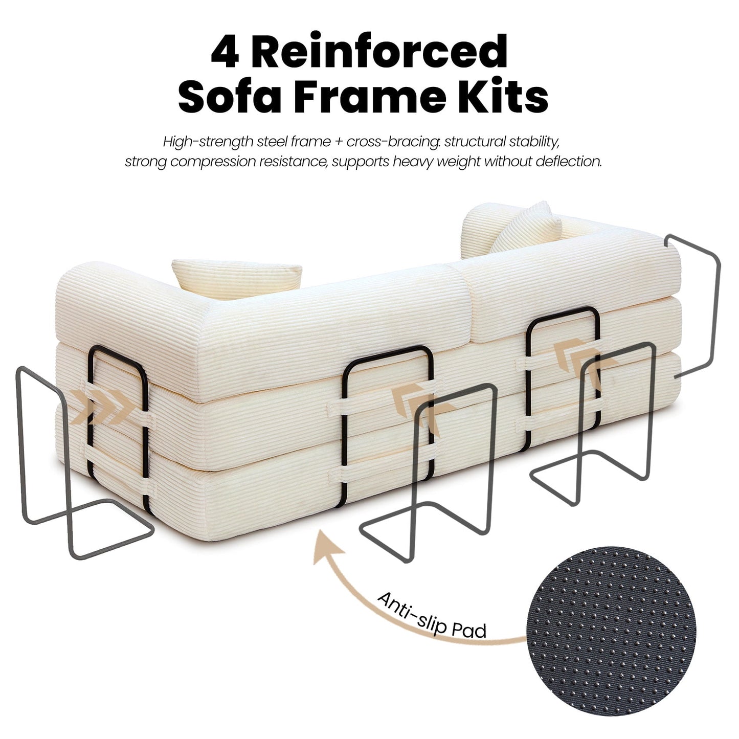 79'' Convertible Sofa Bed, High-Density Sponge Foldable Floor Couch, 5 in 1 Modular Sleeper for Living Room and Bedroom